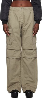 Khaki Wide Leg Cargo Pants