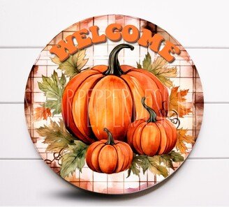 Wreath Sign Fall Blessed Round Metal Sign, Sugar Pepper Designs, For