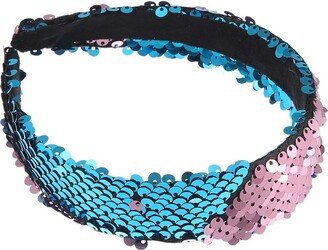 Unique Bargains Women's Sparkle Sequins Headbands Pink Blue 1 Pc