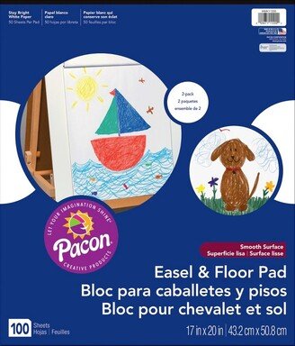 Pacon Easel Pad, 17 x 20 Inches, Unruled, 100 Sheets, Pack of 2