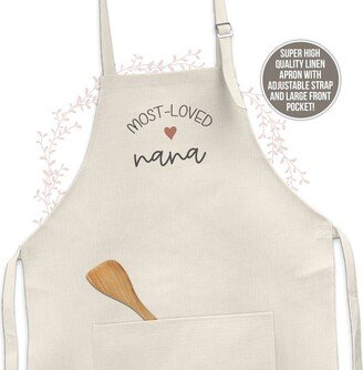 Nana Linen Apron Most-Loved Or Any Name Gift Poly Grandma Mothers Day Birthday For Apron-003