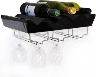 Watsons 'Monterey' 4 Bottle Wall Mounted Floating Wine Storage Shelf Black