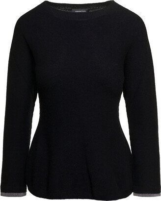 Black Sweater With Rhinestone Detail In Cashmere Woman