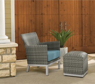 Garden Argento Resin Wicker Club Chair and Pouf - Ice Blue Cushion