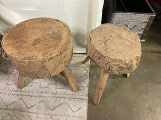 Caesar's Living 25H Tree Shape Natural Elmwood Indoor Outdoor Vintage Wood Stool