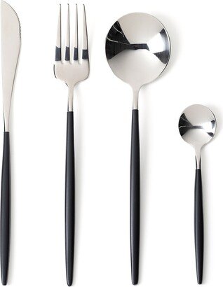 Barbule Stainless Steel And Black 16-piece Cutlery Set