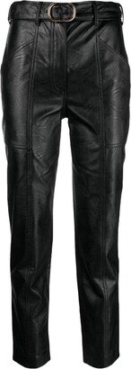 Buckled Faux-Leather Trousers