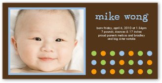 Birth Announcements: Tempo Dots Chocolate Birth Announcement, Brown, Signature Smooth Cardstock, Square