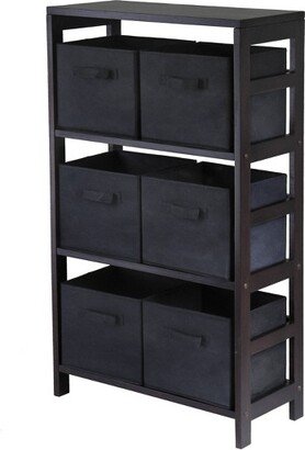 7pc Capri Set Storage Shelf with Folding Fabric Baskets Espresso Brown/BLack