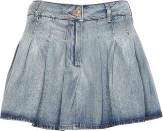 Embroidered Pleated Mini Skirt