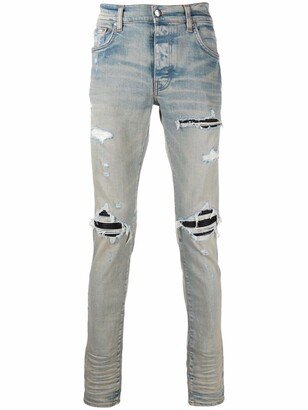 Distressed-Finish Ripped Skinny Jeans