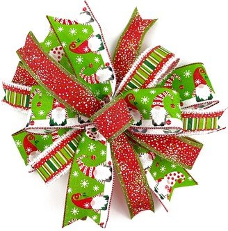 Christmas Gnomes Tree Bow For Signs Or Wreaths Lanterns, Wreath Embellishment Outdoor Front Door Hanger