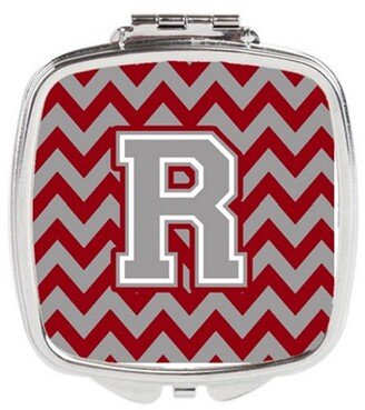 CJ1043-RSCM Letter R Chevron Crimson & Grey Compact Mirror