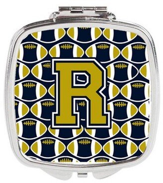 CJ1074-RSCM Letter R Football Blue & Gold Compact Mirror, 3 x 0.3 x 2.75 in.