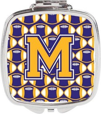 CJ1064-MSCM Letter M Football Purple & Gold Compact Mirror