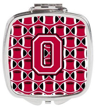 CJ1079-OSCM Letter O Football Crimson & White Compact Mirror