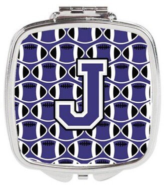 CJ1068-JSCM Letter J Football Purple & White Compact Mirror