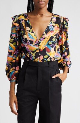 Elise Print Ruffle Blouse