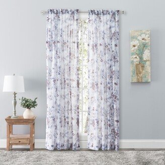 Whimsical Semi-Sheer Floral Rod Pocket Curtain Panel 54