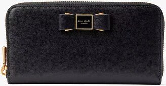 Morgan Bow Embellished Zip-Around Continental Wallet