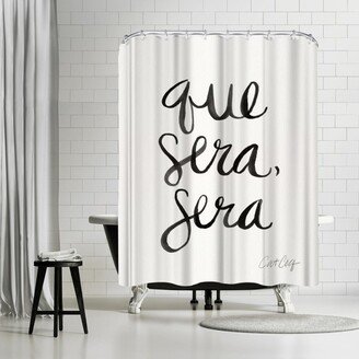 71 x 74 Shower Curtain, Whatever Will Be Will Be Blackink by Cat Coquillette