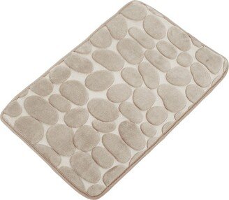 Unique Bargains Bathroom Rugs Polyester Bath Mat Machine Washable Beige Cobblestone Pattern 23.62x15.75