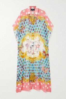 Printed Chiffon Coverup - Blue