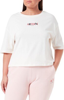 A|X Armani Exchange Women's Colorful Armani Logo Boxy Cropped Crew Neck Tee