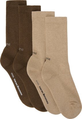 SOCKSSS Two-Pack Beige & Brown Socks