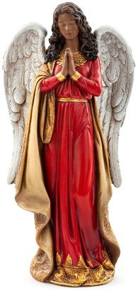 African American Angel Praying Figurine - Red, Gold, White