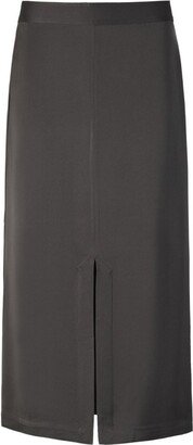 Front-Slit High-Waisted Midi Skirt