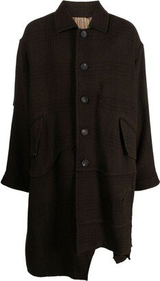 Notched patchwork wool coat