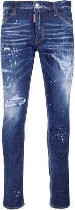 Washed Straight-Leg Jeans-AB