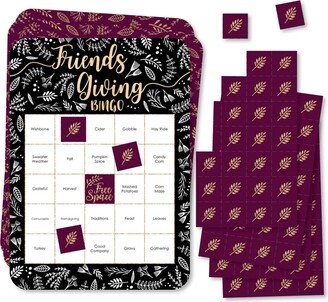 Big Dot of Happiness Elegant Thankful for Friends - Bingo Cards and Markers - Friendsgiving Thanksgiving Party Bingo Game - Set of 18