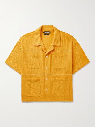 Cherry Los Angeles Vacation Camp-Collar Cotton-Gauze Shirt