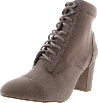 Justinee Womens Faux Suede Heels Combat & Lace-up Boots