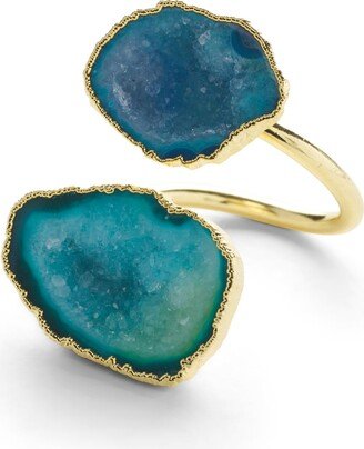 Yaa Yaa London Blue Green Duo Crystal Adjustable Gold Ring