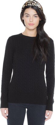 Jennie Liu J Cashmere Women's 100% Cashmere Cable-knit Long Sleeve Pullover Crew Neck Sweater