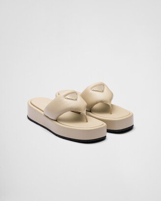 Soft Padded Nappa Leather Thong Wedge Sandals