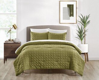 Chic Home Design Chic Home Jessa Comforter Set Washed Garment Technique Geometric Square Tile Pattern Bed In A Bag Bedding - King 104x92, Green