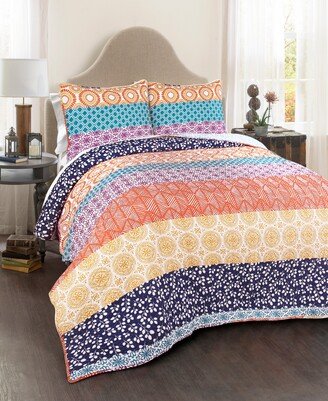 Bohemian Stripe 3-Piece Reversible Full/Queen Quilt Set