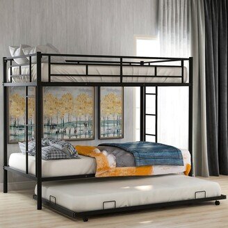 EYIW Twin over Twin Bunk Bed with Trundle and Guardrails, Loft Bed with Ladder