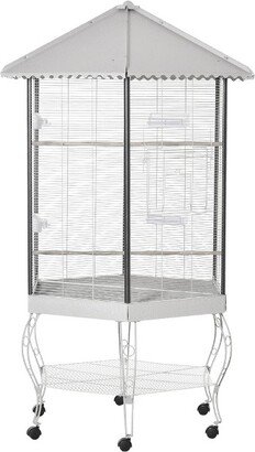 77 Flight Bird Cage Hexagon Covered Canopy Portable Aviary With Storage