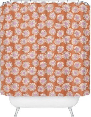 Alice Rebecca Potter Daisy Shower Curtain Orange