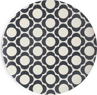 Salad Plates: Lotta's Scandi Daisy - Navy On Cream Salad Plate, Beige