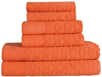 Turkish Cotton 6Pc Highly Absorbent Jacquard Herringbone Towel Set-AC