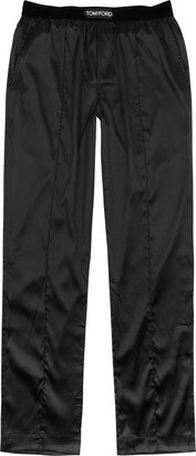 Logo Stretch-silk Satin Pyjama Trousers-AA