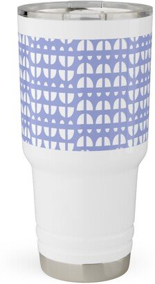 Travel Mugs: Geometric - Blue Travel Tumbler, 30Oz, Blue