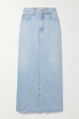 Net Sustain Hilla Frayed Organic Denim Maxi Skirt - Blue