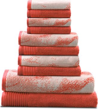 Quick-Drying Solid And Marble Effect 10Pc Cotton Towel Set-AC